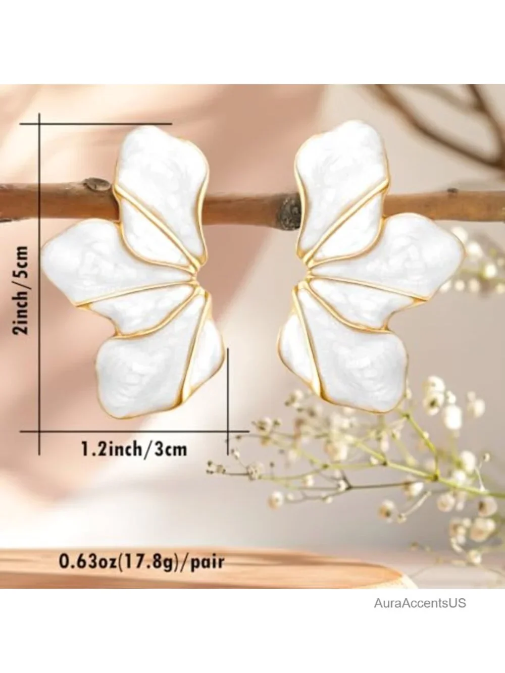 Chunky Gold Flower Earrings for Women - Oversized Tropical Statement Jewelry
